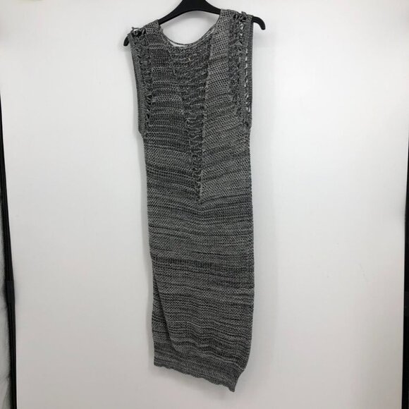 IRO Paris Grey Yarn plunging V neck sleeveless bodycon knit mini dress size  2 - Picture 14 of 14